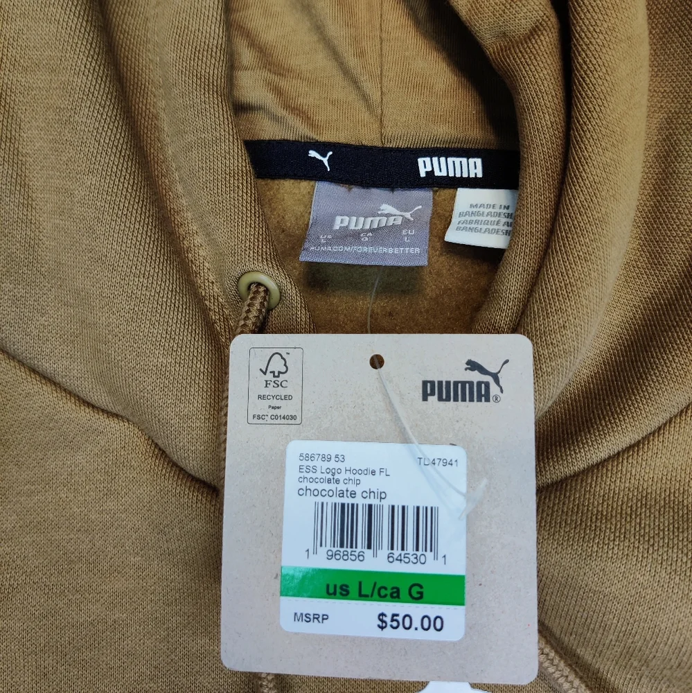 NWT Puma Brown Pullover Hoodie Size Large - Picture 5 of 6